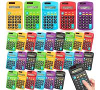 24 Pieces Pocket Size Calculators - Solar Battery Dual Power Mini Calculators for Students, Kids, School, Home & Office (Multicolor)