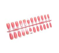 24 Pieces Press On Nails Long Square Glossy Stick on Nails with 3D Bows Designs White French Tip Full Covers False Nail
