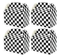 24 Pieces Racing Party Box 15x9x9cm Kraft Paper Gift Packaging Box with Lid Checkered Treat Boxes Candy Snacks Gift Boxes DIY Race Car Theme Birthday Supplies Party Lunch