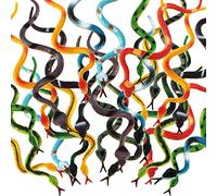 24 Pieces Realistic Rubber Snake Fake Snake Scare Toys Plastic Rain Forest Snake Assorted Halloween Prank Props for Halloween Party Favors Decoration Deter Squirrels Bunnies Birds