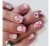 24 Pieces Ribbon Press On Nails Festive Theme Party Wear Reusable Artificial Nails For Women Safe ABS Component Christmas Press On Nail