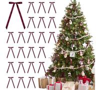 24 Pieces Satin Ribbon Bows 6 x 12 Inch Large Twist Tie Christmas Bow for Gift Wrapping Bottle Balloon Treat Bag DIY Craft Wedding Bridal Baby Shower Birthday Party Decoration (Wine Red)