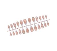 24 Pieces Short Length Almond Press On Nails Glossy Heart Designs French Tip Acrylic Nails For Sticking On For Women