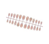 24 Pieces Short Length Almond Press On Nails Glossy Heart Designs French Tip Acrylic Nails For Sticking On For Women