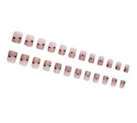 24 Pieces Short Square Fashionable Star Designs Valentine ' s Day Frecn Tip Stick on Artificial Press on