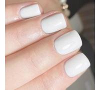 24 Pieces Short Square Reusable Acrylic Faux Glossy Artificial Solid Color Stick On