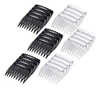 24 Pieces Small Hair Side Combs Plastic French Teeth Hair Combs Hairs Clip Comb DIY Bridal Wedding Veil Comb for Fine Hairs and Most Hairstyles Black and Clear