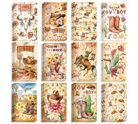 24 Pieces Small Mini Notepad Western Cowboy Memo Books, 12 Designs (2 of Each)-16 Lined Pages Pocket Memo Pad, 3.15x4.92 Inch Cowboy Boots, Hats Mini Notebook for Home,Office,College,School Supplies