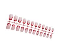 24 Pieces Square Fake Nails Simple Artificial Nails French-tip Press on Nice Heart Stick Nails