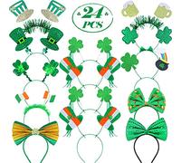 24 Pieces St. Patrick's Day Head Boppers Headband Irish Accessories Clover Headband Shamrock Headpiece Green Headwear for Celebration St. Patrick's Day