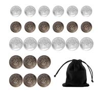 24 Pieces Suit Buttons with 1 Button Storage Bag, Round Buttons, Handmade Buttons, Vintage Jeans Buttons, Copper Leather Buttons, Coat Buttons, Suitable for Sewing Clothes, Bags, Etc.