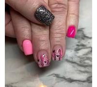 24 Pieces Valentine’s Day Press Stick Nails Heart Pattern Square Faux Nails Long Use for Parties Weddings Valentine's Day on Nail Heart Tips