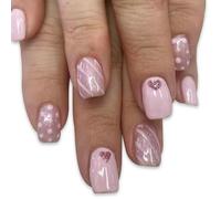 24 Pieces Valentine's Day Love Themed Glittering Heart False Nails Stick On Nails Manicure For Romance Occasion