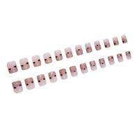 24 Pieces Valentine's Day Nails Press On Nails Short Square Artificial Nails With Star Designs Nails Art For Women Girls