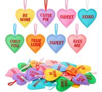24 Pieces Valentines Felt Heart Ornaments Valentine's Day Felt Hearts Decor Colorful Hanging Valentines Day Tree Decor Heart Shaped Baubles for Wedding Party Decoration DIY Crafts