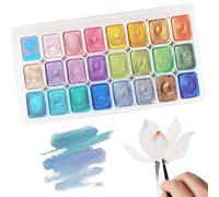 24 Pieces Watercolor, Glitter Watercolor Set, Watercolor Painting, Solid Pearlescent Paint Set, Watercolor Painting Metallic Solid Pigment Pearlescent Watercolor for Nail Art Painting