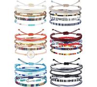 24 Pieces Waterproof String Bracelets for Women Surfer Wave Boho Bracelet Adjustable Handmade Friendship Bracelet String Ocean Beach Boho Bracelets Anklets for Women