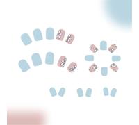 24 Pieces White Floral False Nails Luxurious French Styles Square Short Press on Nails For Weddings And Parties