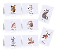 24 Pieces Winter Animals Thank You Note Cards with 24 Envelopes, Holiday Cards for Winter Theme Party Decorations Thanksgiving Christmas Party Supplies, 4 x 6 Inch 8 Designs