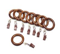 24 Pieces Wooden Curtain Rings with Clips - Fits 1Inch Curtain Rods (1.25 Inch Inner Diameter)