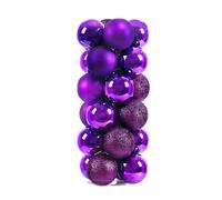 24 Pieces x 60 mm Christmas Tree Baubles Shatterproof Christmas Tree Hanging Decoration - Matt, Gloss and Glitter Finish 3 Finishes - Purple