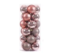 24 Pieces x 60 mm Christmas Tree Baubles Shatterproof Christmas Tree Hanging Decoration - Matt, Gloss and Glitter Finish 3 Finishes - Rose Gold