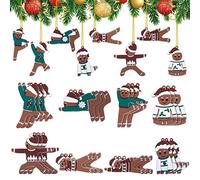 24 Pieces Yoga Gingerbread Man Ornaments for Christmas Tree Christmas Gingerbread Man Ornaments Christmas Sweater Gingerbread Men Holiday Ornament for Christmas Tree Wreath Indoors Outdoors