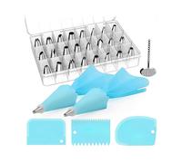 24 Piping Nozzles 2 Piping Bags, Cake Decorating Tools Icing Dispensers 2 Coupler 3 Plasti