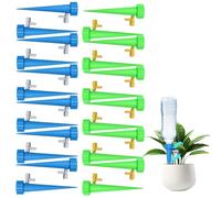 24 Plant Watering Devices, Self Watering System for Plants, Automatic Plant Waterer with Drip Feeders for Indoor Plants, Water Plants While Away with 12 Blue and 12 Green Plant Watering Spikes
