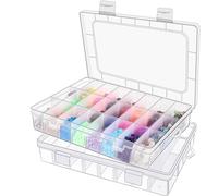 24 Plastic Compartments Storage Box Set of 2 Small Parts Organiser Adjustable Plastic Assortment Box Transparent Sorting Boxes for Small Parts Jewellery Screws Ironing Beads Earrings Beads Sewing