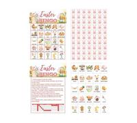 24 Players Easter Card Game for Kid, Fun Bingo Egg Hunt Clues Scavenger Set, Spring Educational Interactive Toys, for Family Holiday Festival Activities Night Birthdays Adventure Home Travel
