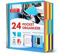 24 Pocket Poly Project Organizer for Office & Home, Large Capacity Expandable File Folder with Dividers, Heavy Duty Accordion Folder for Documents, Bills, Files Organization (Blue)