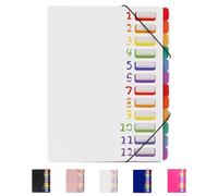 24 Pockets Expanding File Folder Organizer,Accordion File Organizer,A4 Letter Size,Rainbow Tab, for Home/Office/School Document Organizer(White, A4)