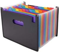 24 Pockets Expanding File Organiser Folder, A4 Document Folder, Multicolour Portable Flexible File Folder High Capacity & Quality Document Holder for Office/School/Business/College/Study