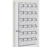 24 Pockets Over Door Storage Organiser Hanging Shoe Rack Holder Foldable Transparent Hange Shoe Wardrobe Large Mesh Pockets Storing Small Items Like Keys Wallets Sunglasses (White)