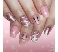 24 Polyethylene Artificial Hoofs Winter Holiday Plan Rose Stripings Deer Theme Tape on Wear Permanent for Present Exchange Environmental Bioplastic Fraudulent Hoofs