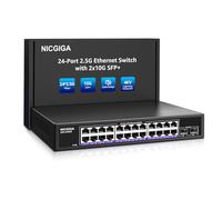 24 Port 2.5G + 2 Port 10G SFP+ Ethernet Switch, NICGIGA 26 Port 2.5Gb Network Switch Unmanaged, Plug & Play, Desktop or 19-inch Rack Mount, Fanless Metal Design.