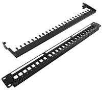 24-Port Blank Keystone 1U Patch Panel, 19" Rackmount or Wall Mount Network