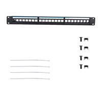 24 Port CAT6 Data Patch Panel, Network Cable Rack Mountable, 19 Inch Steel Patch Panel with Self - Fixed Force Line Frame, for Managing Front - End Information Points in Modular Eq