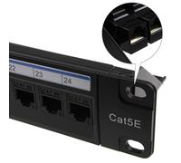 24 Port Rack Mount RJ45 CAT5e In Line Through Coupler Patch Panel with Back Bar