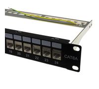 kenable 24 Port RJ45 CAT6A SHIELDED Through Coupler Patch Panel with Back Bar [Cat6A Shielded]