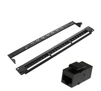 24 Port UTP Blank Empty Network Patch Panel Rack Mounted 19 inch with Rear Cable Management Black for Unshielded for Cat 5e/Cat 6/Cat 6A Inline Keystone Coupler (UTP Cat 3 Patch Panel Black Coupler)
