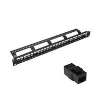 24 Port UTP Unshielded Blank Network Patch Panel Rack Mounted 19 inch 1U with Rear Cable Management Arm Empty for Cat 5e/Cat 6/Cat 6A Inline Keystone Panel (UTP Cat 6)