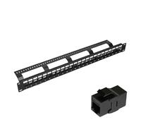 24 Port UTP Unshielded Blank Network Patch Panel Rack Mounted 19 inch 1U with Rear Cable Management Arm Empty for Cat 5e/Cat 6/Cat 6A Inline Keystone Panel (UTP Cat 6A)