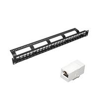 24 Port UTP Unshielded Blank Network Patch Panel Rack Mounted 19 inch 1U with Rear Cable Management Arm Empty for Cat 5e/Cat 6/Cat 6A Inline Keystone Panel (UTP Cat 5e White)