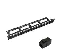 24 Port UTP Unshielded Blank Network Patch Panel Rack Mounted 19 inch 1U with Rear Cable Management Arm Empty for Cat 5e/Cat 6/Cat 6A Inline Keystone Panel (UTP Cat 5e)