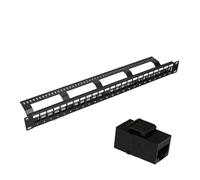 24 Port UTP Unshielded Blank Network Patch Panel Rack Mounted 19 inch 1U with Rear Cable Management Arm Empty for Cat 5e/Cat 6/Cat 6A Inline Keystone Panel (UTP Cat 5e Black)