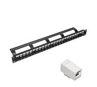 24 Port UTP Unshielded Blank Network Patch Panel Rack Mounted 19 inch 1U with Rear Cable Management Arm Empty for Cat 5e/Cat 6/Cat 6A Inline Keystone Panel (UTP Cat 6 White)