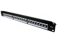 24 Port/Way CAT6a Patch Panel -1U 19" Rack Mount- Shielded/Screened RJ45 FTP Ethernet Network Data Cabinet Management - Internet Lead Hub Wall Plate