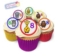 24 Pre-Cut Edible Wafer Cake Toppers: Wild Animals 8th Birthday